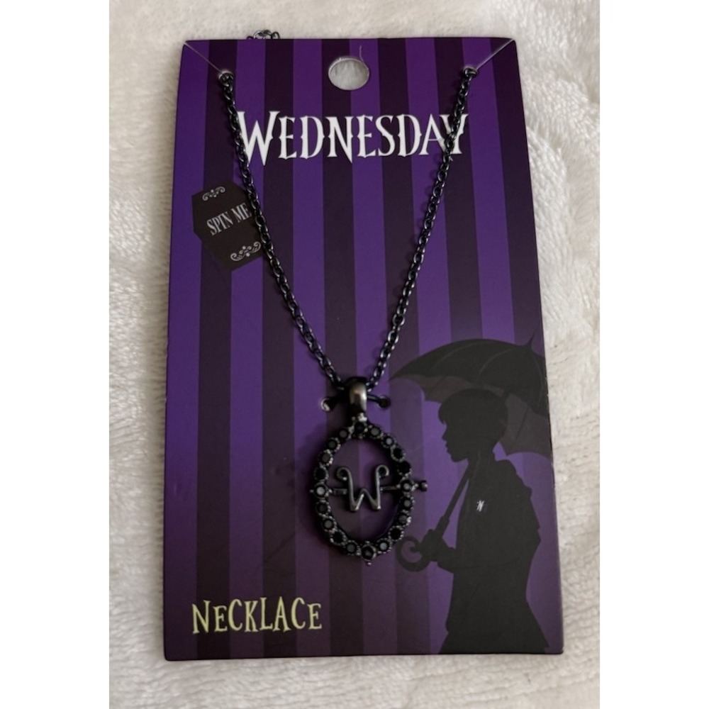 Wednesday Addams Family Spinner Pendant Necklace New
